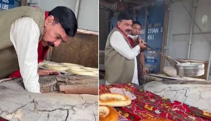 عوامی مسلم لیگ کے سربراہ شیخ رشید احمد کی  تندورپرروٹیاں لگانے  کی تصاویر وائرل