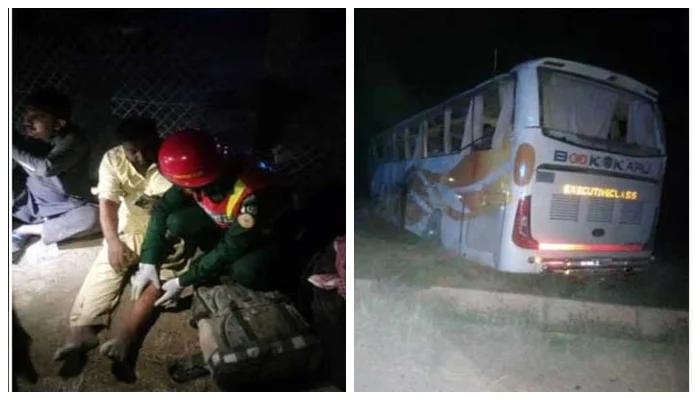 Tire burst overturns bus killing three in Rahin Yar Khan