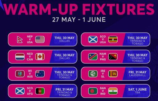 ICC announces warm-up schedule for T20 World Cup 2024