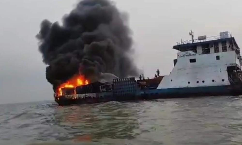 Dozens killed as three-storey packed ferry catches fire