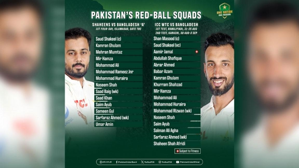 PCB announces squad for Test series against Bangladesh