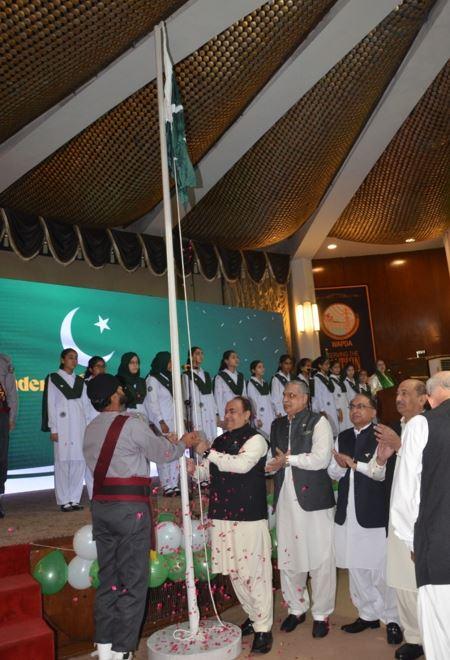 Flag hoisting ceremony at WAPDA House