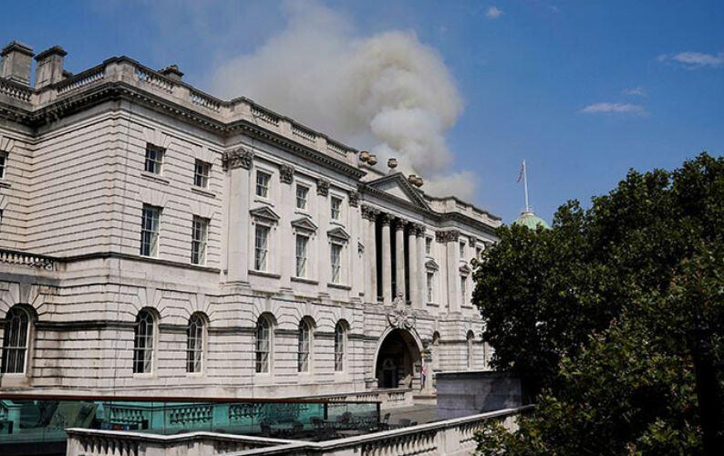 Around 100 firefighters battle blaze at London’s Somerset House