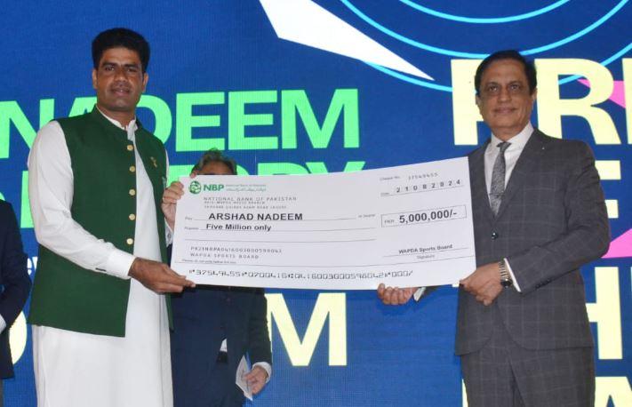 WAPDA presents cash award of Rs5 million to its athlete Arshad Nadeem