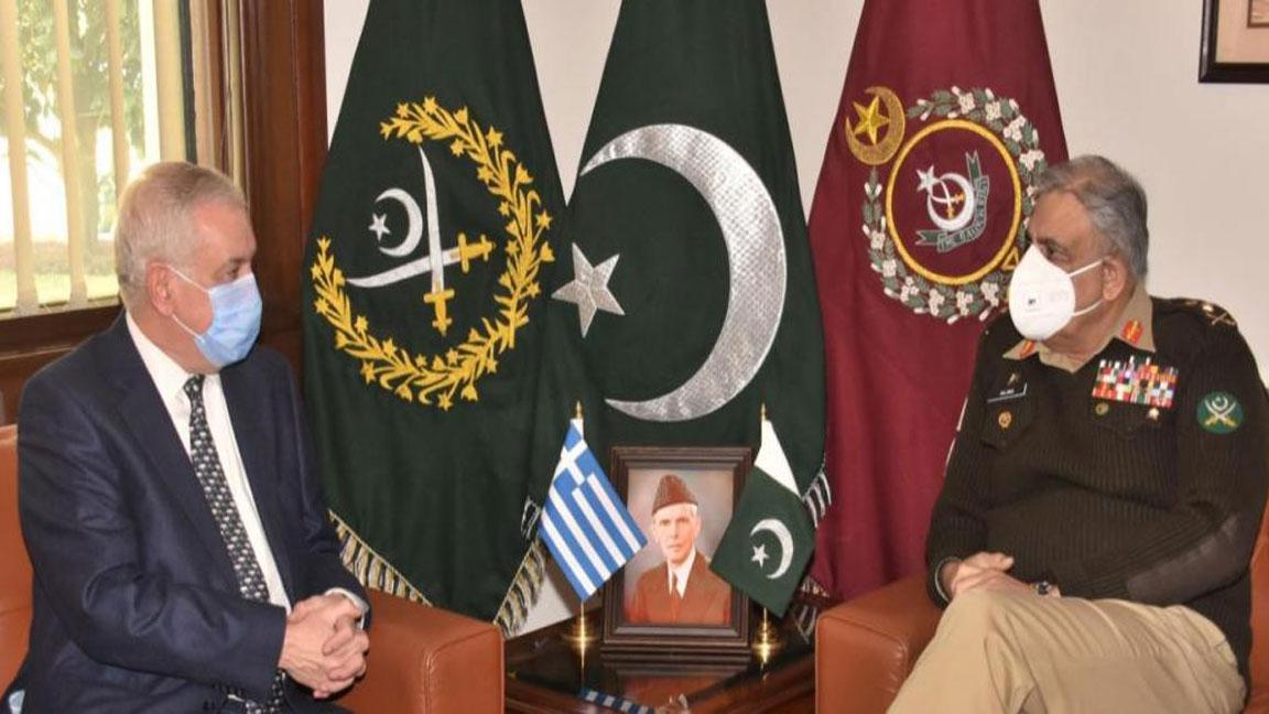 Greek Ambassador to Pakistan pays farewell call to COAS at GHQ