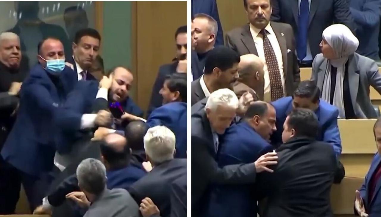 اردن کی پارلیمنٹ میدان جنگ بن گئی