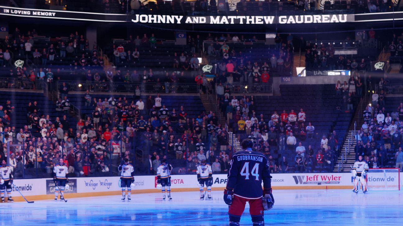 Jackets open home game with Gaudreau tributes