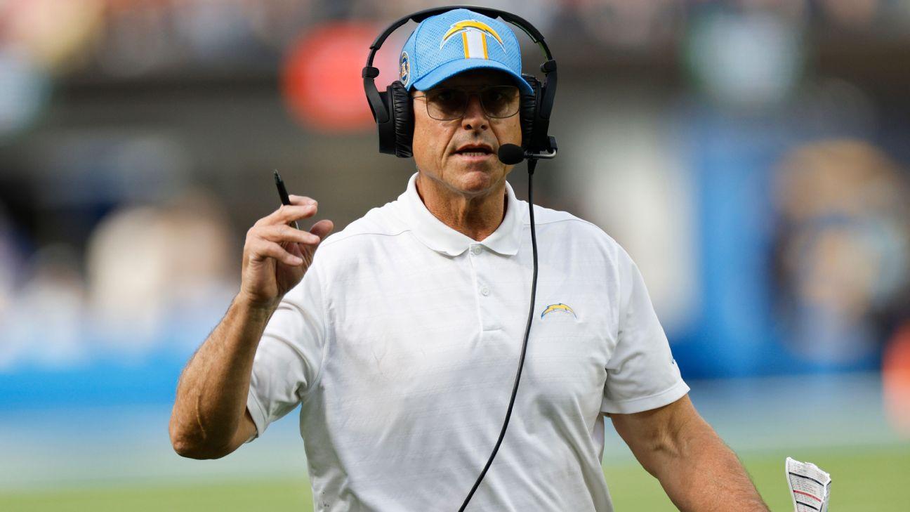 Chargers coach Harbaugh to wear heart monitor