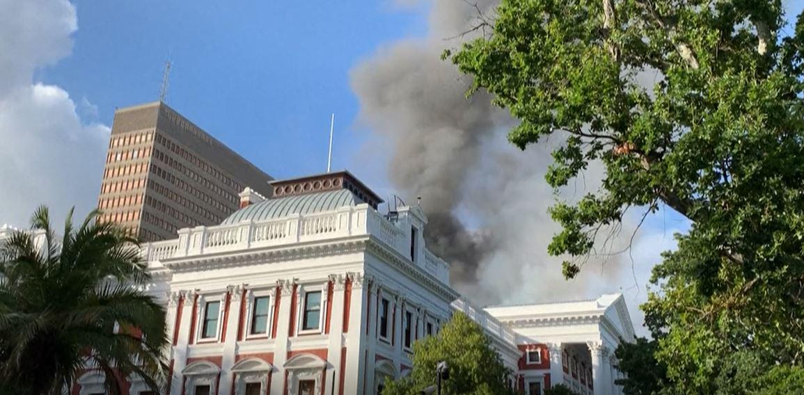 South Africa's parliament catches fire again, arson attack suspected