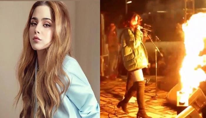 Aima Baig gets scare as flare almost touches her face during stage performance