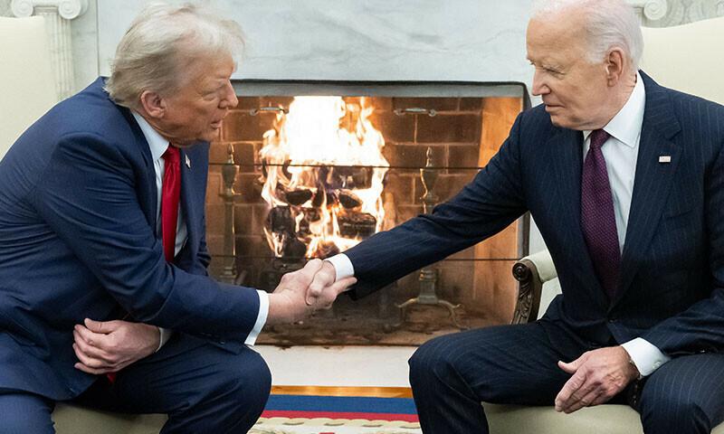 Trump, Biden shake hands in White House, vow smooth transfer