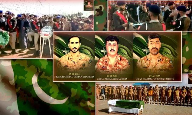 کرک میں شہید 3 جوان آبائی علاقوں میں فوجی اعزاز کیساتھ سپردخاک