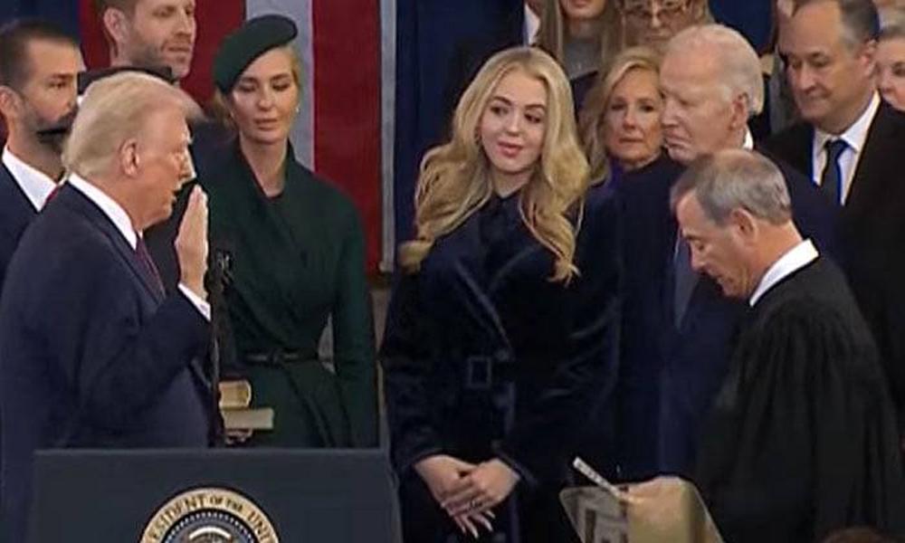 US President-elect Donald Trump swears-in