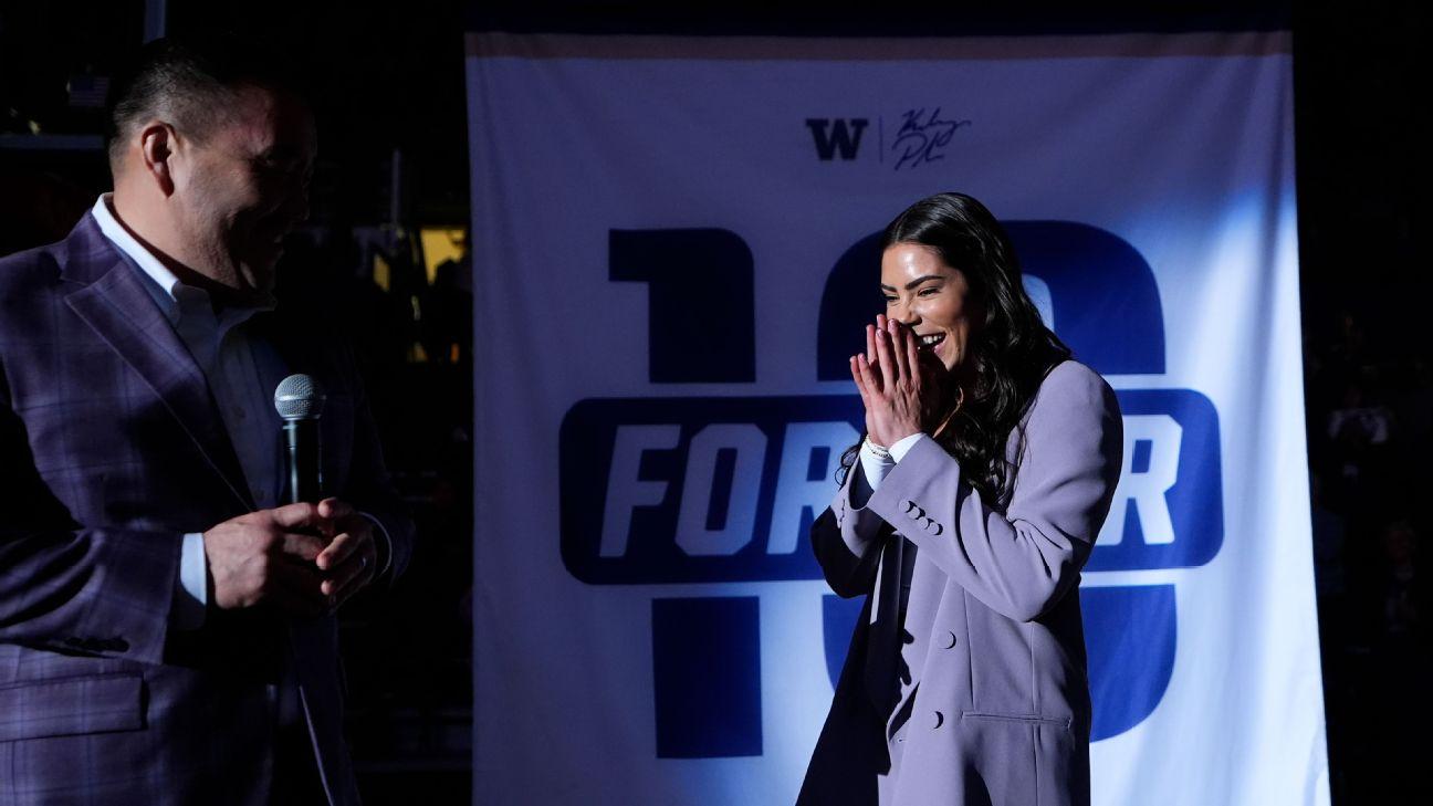 Plum's No. 10 1st women's jersey in UW rafters