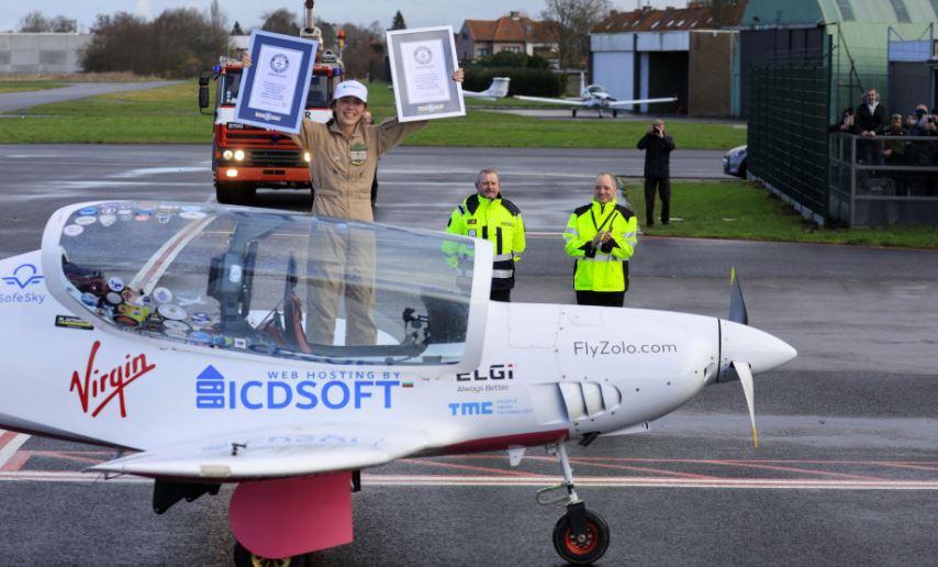 British-Belgian teenager is now youngest woman to fly solo around the globe