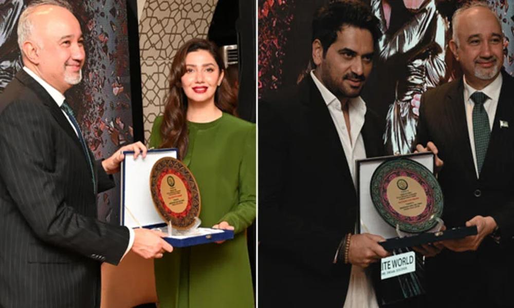 Mahira Khan, Humayun Saeed awarded honorary shields in Dubai