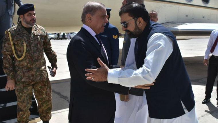 وزیر اعظم شہباز شریف ایک روزہ دورے پر کوئٹہ پہنچ گئے