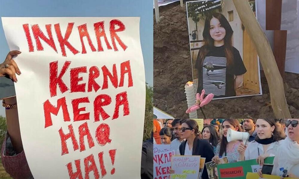 Aurat March Islamabad stages protest against murder of TikToker Sana Yousuf