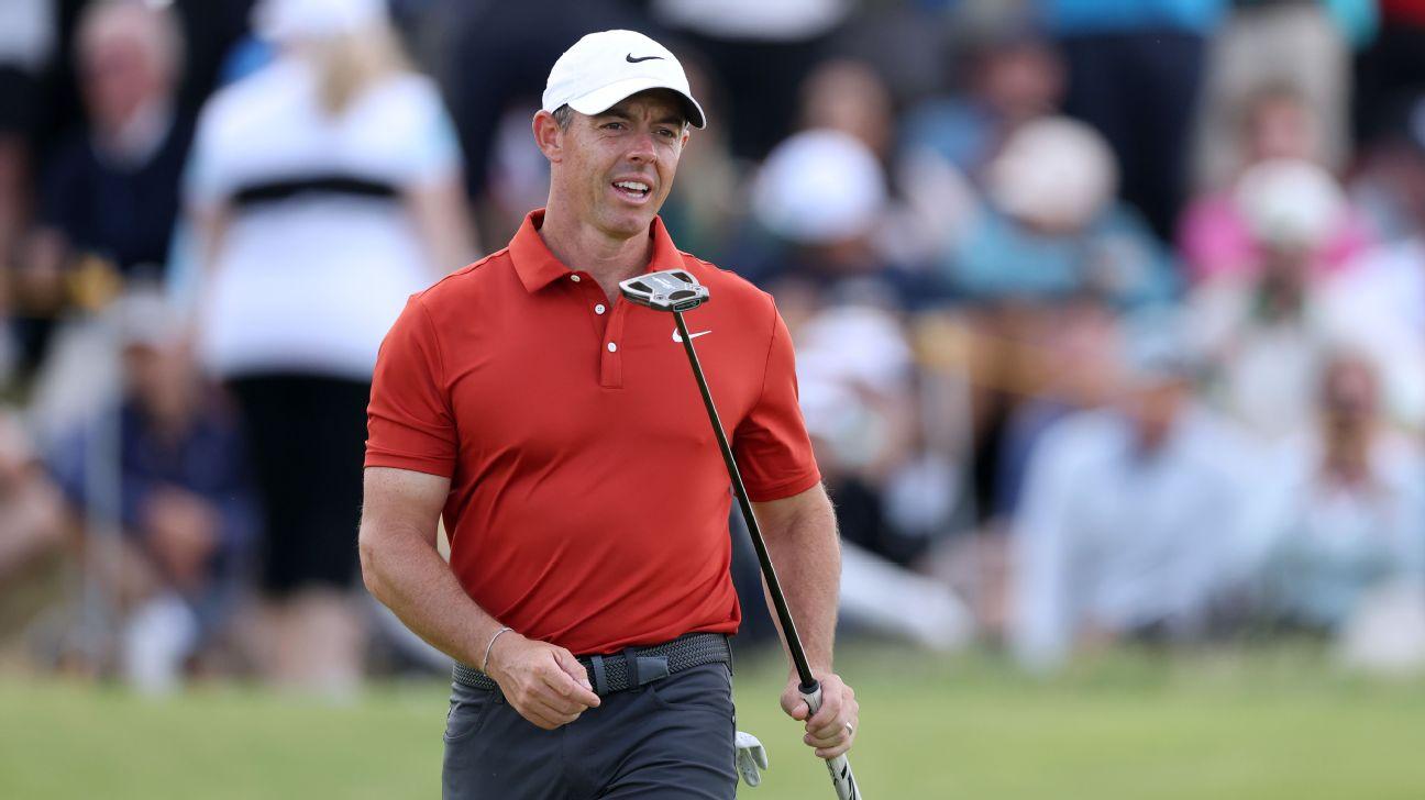 Rory makes late charge with wild round at The Open
