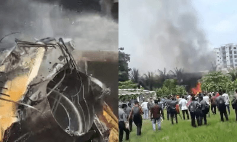 ڈھاکہ: بنگلہ دیشی ائیر فورس کا طیارہ گر کر تباہ،ایک شخص جاں بحق،متعدد زخمی