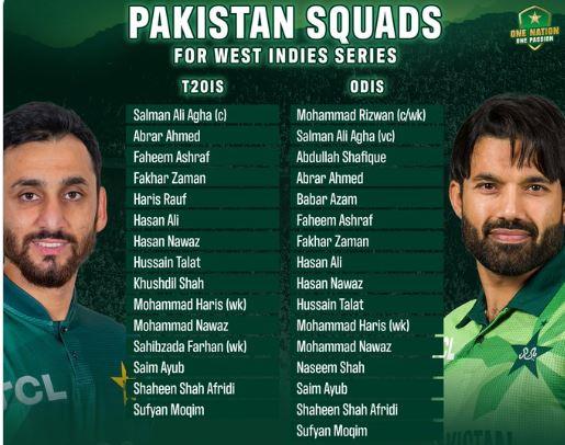 Pakistan's white-ball squads announced for West Indies tour