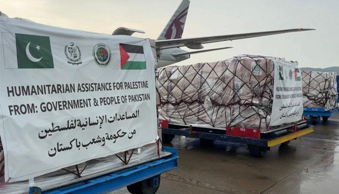 پاکستان کی غزہ کے لیے امداد جاری، 100 ٹن سامان پر مشتمل 18ویں کھیپ روانہ