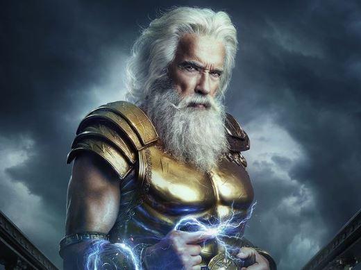 Hollywood magnet Arnold Schwarzenegger appears in 'the Greek god Zeus'