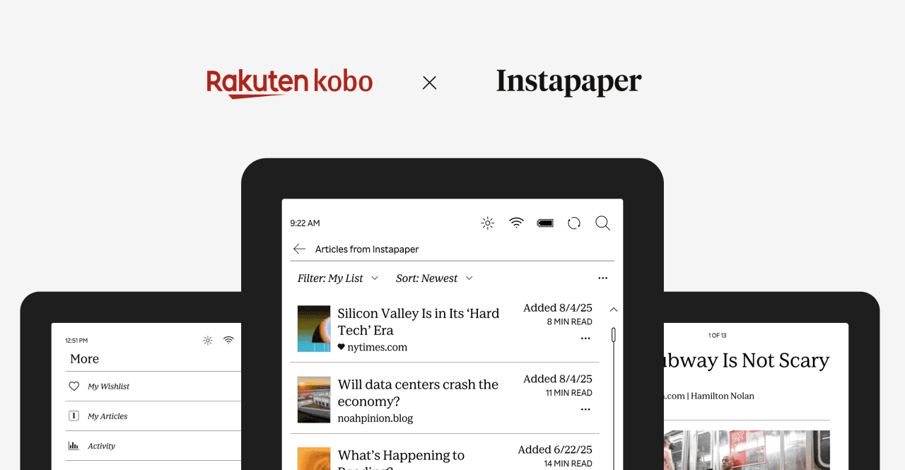 Kobo replaces Pocket with Instapaper on its e-readers in a free update