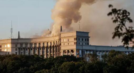 Russian strikes hit Kyiv government building for first time