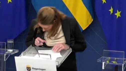 Sweden’s new health minister faints during first press conference