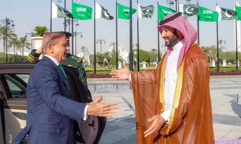 وزیراعظم شہباز شریف کی ریاض میں سعودی ولی عہد سے ملاقات، اعلیٰ سطحی وفود کی شرکت