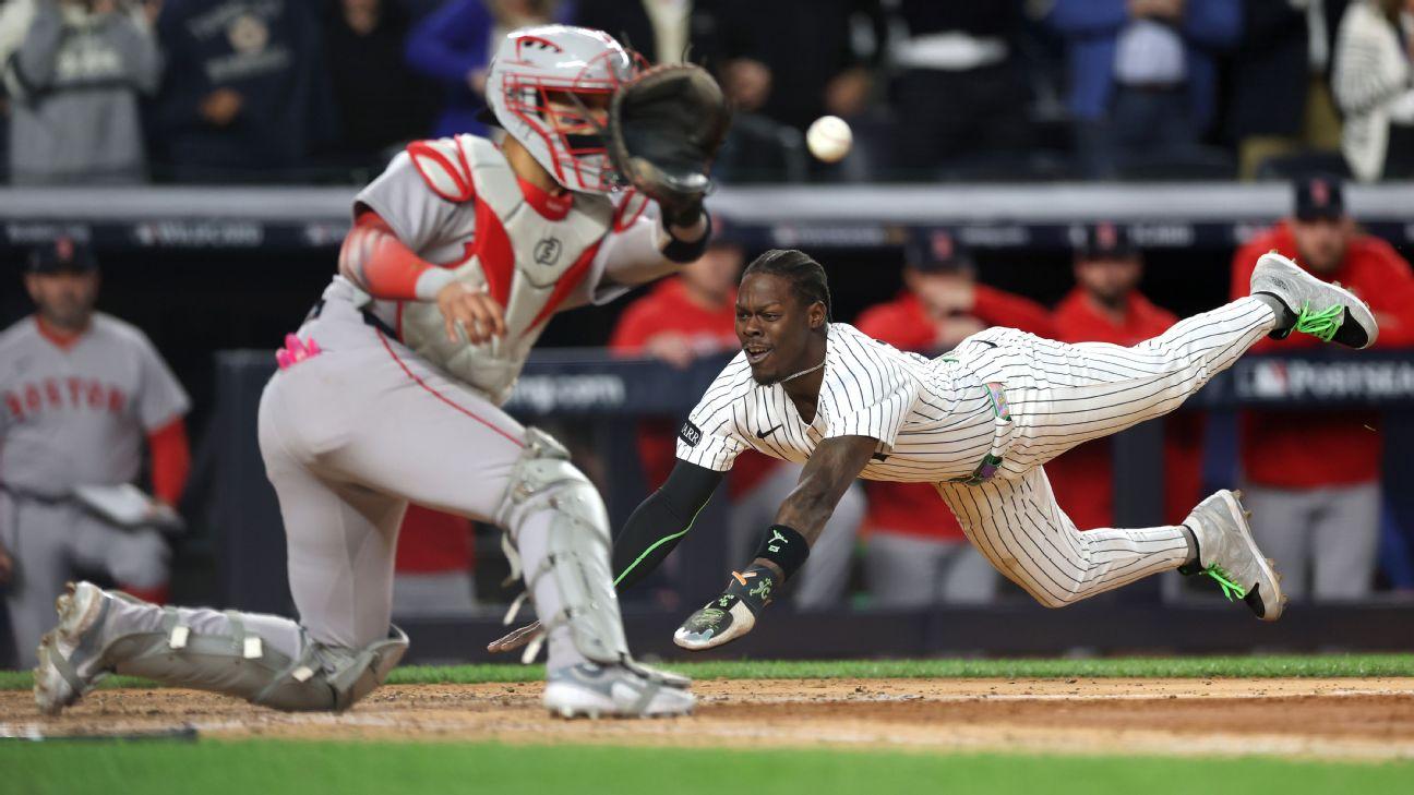 Yanks force Game 3 on Chisholm's mad dash home