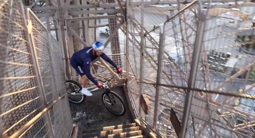 French cyclist sets record by riding up Eiffel Tower
