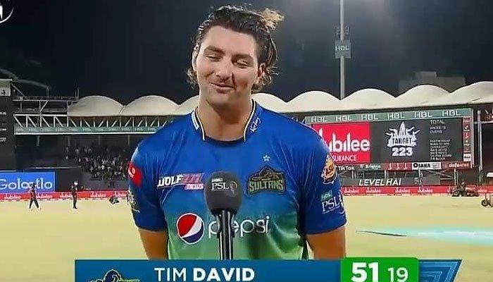 پی ایس ایل 7:ٹم ڈیوڈ نے دوسری تیز ترین نصف سنچری بنا ڈالی