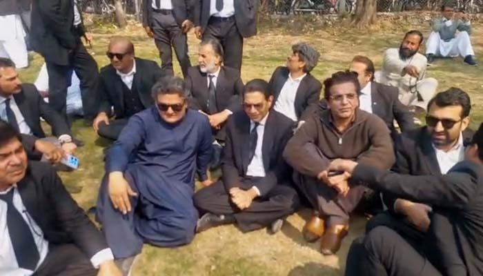 پی ٹی آئی ارکان پارلیمنٹ کا سپریم کورٹ کے باہر احتجاج، اہلخانہ کی بانی سے ملاقات کا مطالبہ