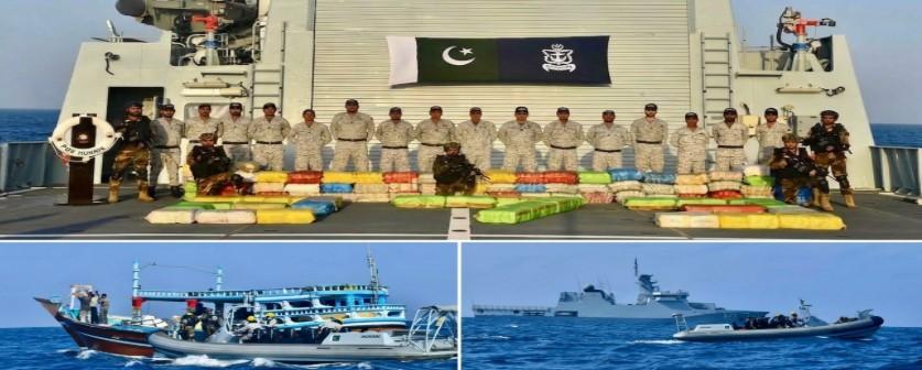 پاک بحریہ کی بحیرہ عرب میں کارروائی،2,800 کلوگرام سے زائد منشیات ضبط