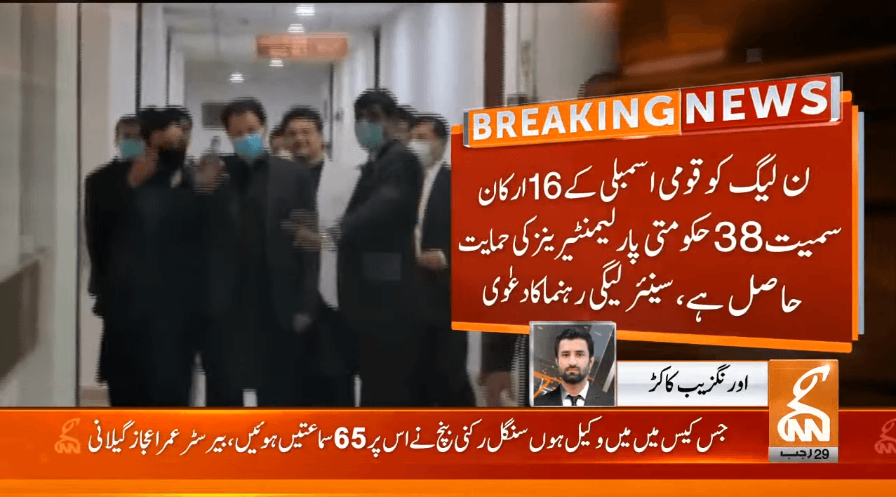 تحریک عدم اعتماد:حکومت  کے اڑتیس ارکان کی حمایت حاصل ہے ، سینئر لیگی رہنما کا دعوی