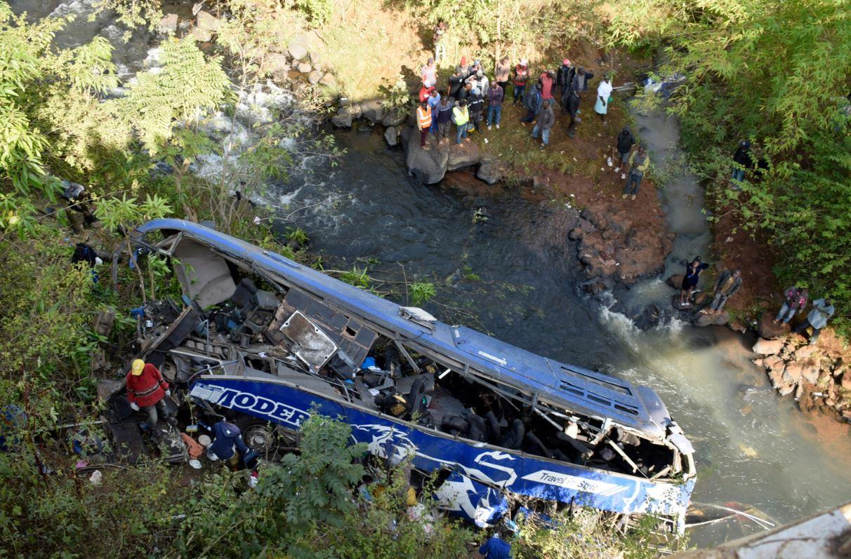 Bus plunges into river valley in Kenya, kills 24