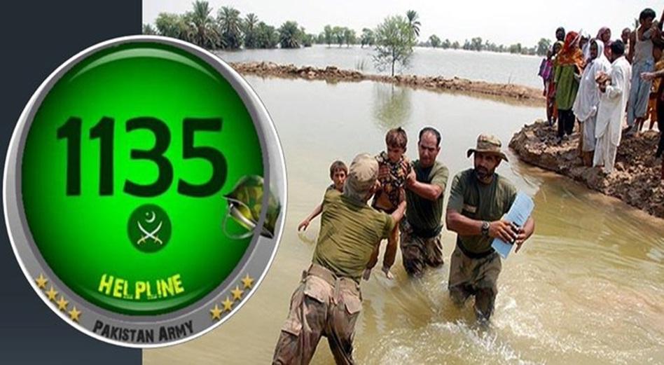 Pakistan Army has established Flood Relief Helpline 1135