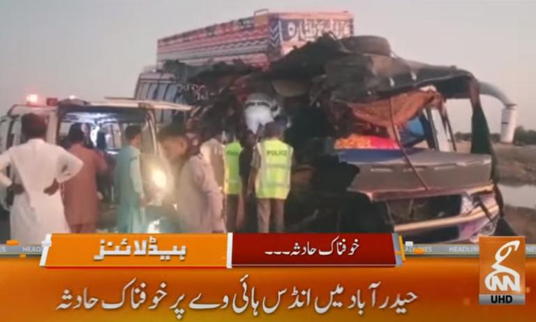 10 killed in truck-bus collision near Sehwan