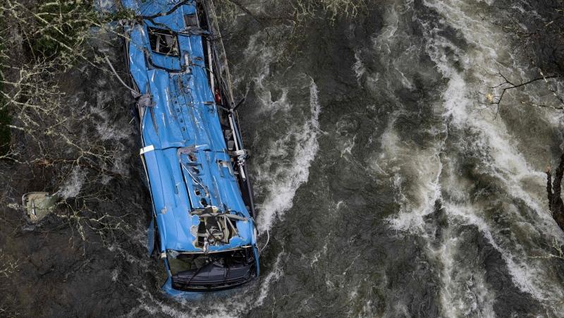 Six dead after bus plunges off bridge into river in Spain