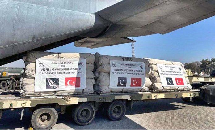 Pakistan transports over 21-ton relief assistance for Turkiye, Syria