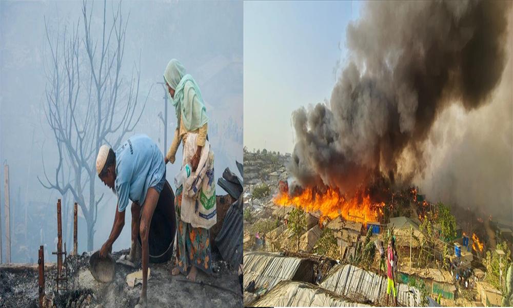 Bangladesh fire: Thousands shelterless after blaze at Rohingya camp