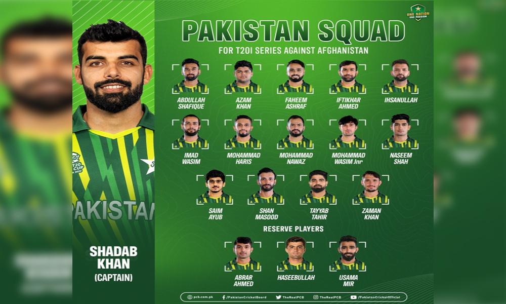 Shadab to captain Pakistan against Afghanistan in Sharjah