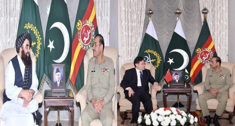 آرمی چیف سے افغان اور چینی وزرائے خارجہ کی الگ الگ ملاقاتیں