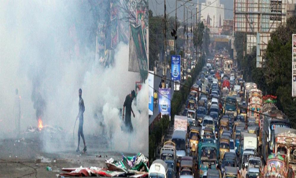 Blocked roads in Lahore, Karachi now open