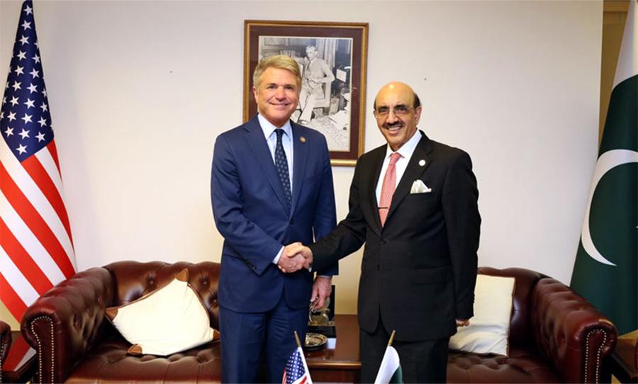 مسعود خان کی چیئرمین ہائوس فارن افیئرز کمیٹی مائیکل میکال سے ملاقات