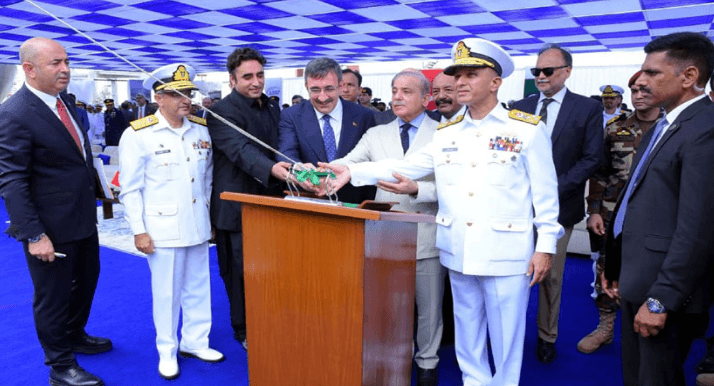 PM Shehbaz, Turkiye's vice president jointly launch fourth warship for Pakistan Navy