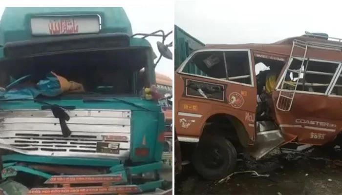 Four killed as picnic coaster-truck collide at Northern Bypass