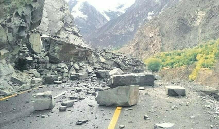 KKH highway closed for traffic due to landslides near Dasu